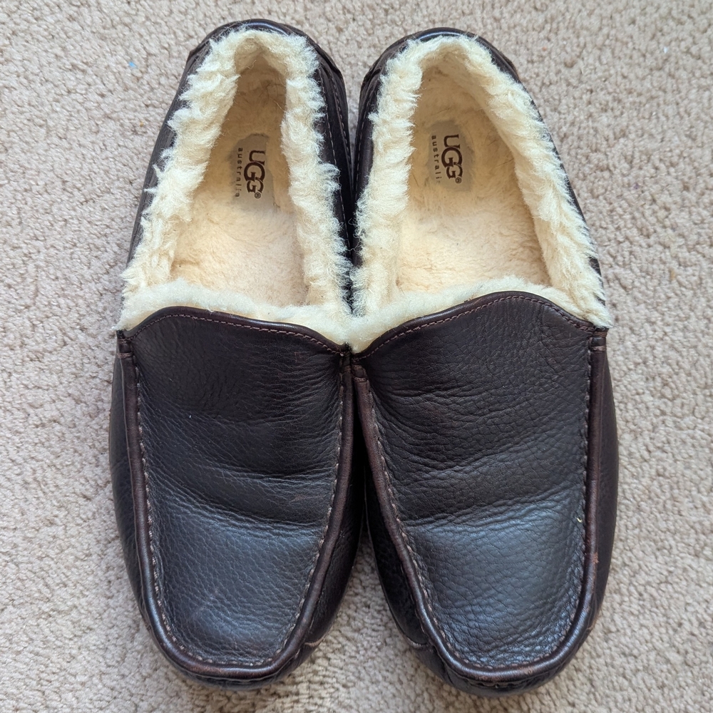 UGG Ascot Leather Broun Slippers Men's, 12